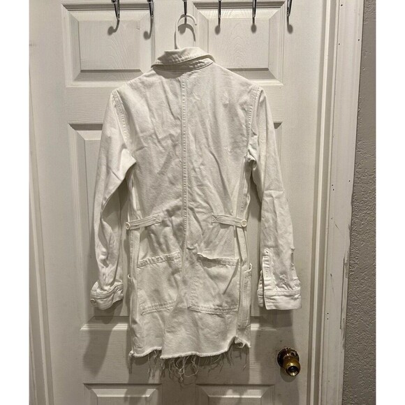 Pistola Freda White Denim Long Sleeve Button Front Romper Women’s Sz Small - Picture 6 of 10